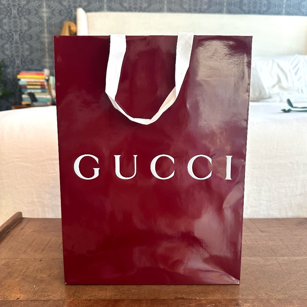 Gucci Shopping Bag Gorgeous New Maroon Authentic